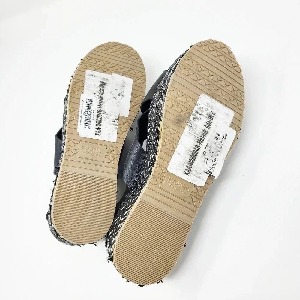 Kaanas Metalik Ada Crossover Platform Wedge Sandal